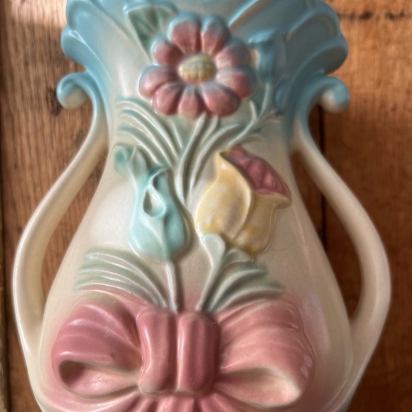 RARE Vintage Original Hull Art Bow Knot Double Handle Vase B-7-8.5” - Picture 6 of 16